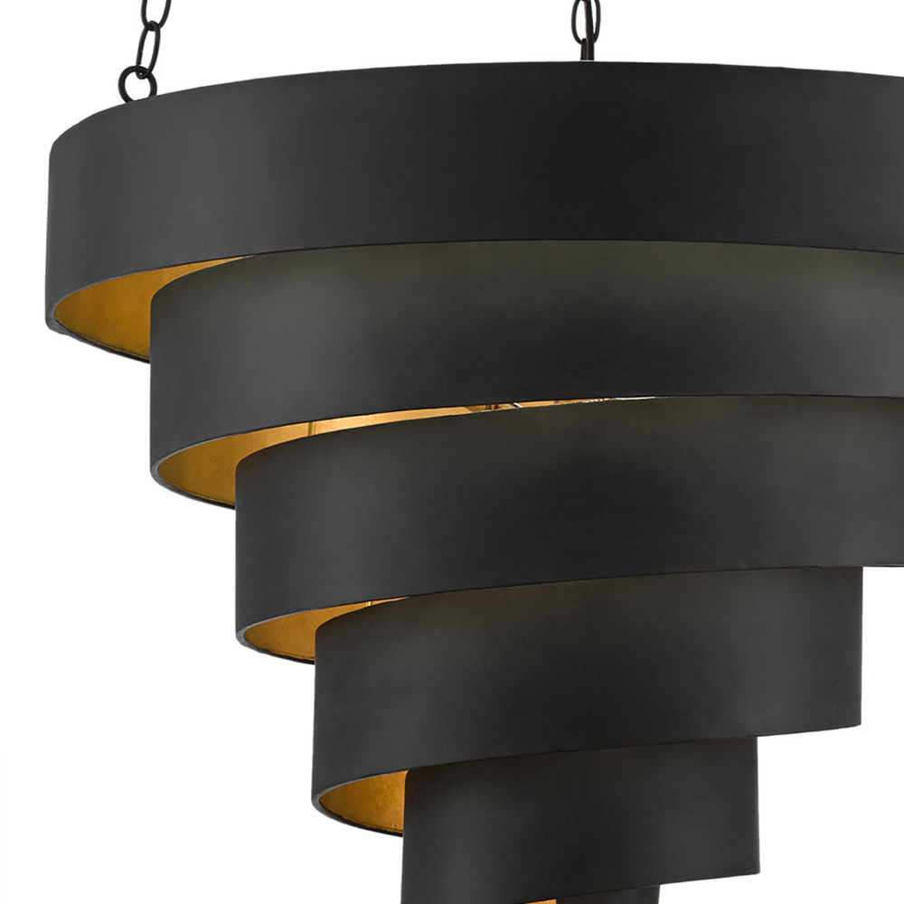 Подвесной светильник в форме спирали черный с золотой внутренней отделкой Warm Glow