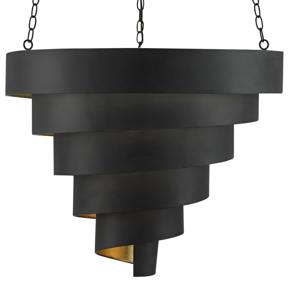 Подвесной светильник в форме спирали черный с золотой внутренней отделкой Warm Glow