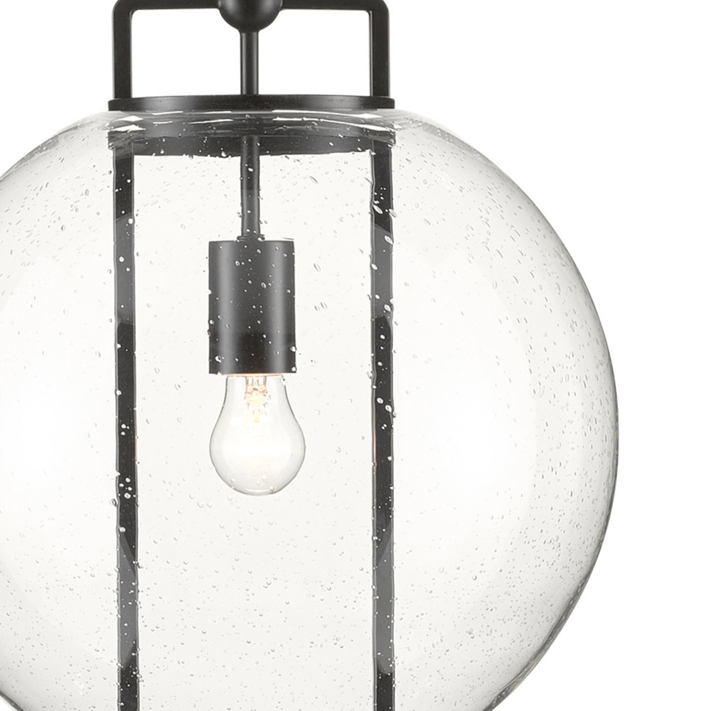Подвесной светильник в форме шара из прозрачного стекла на линейном черном каркасе  Glass Ball with Seeds