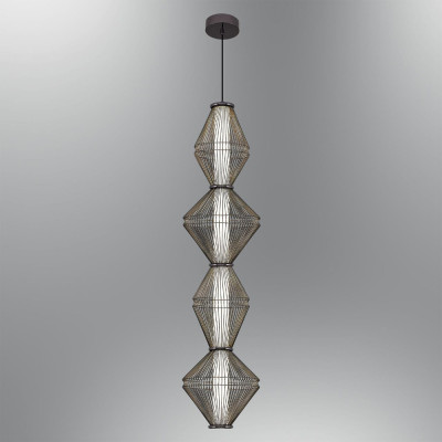 Подвесной светильник вертикальный с плетеным металлическим каркасом Metal Interweaving