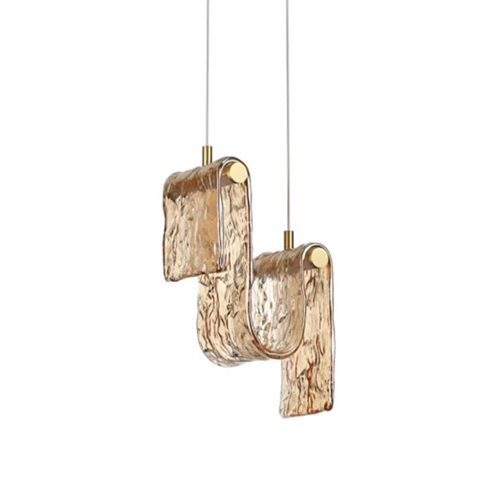 Подвесной светильник волнистой формы из фактурного стекла Wave