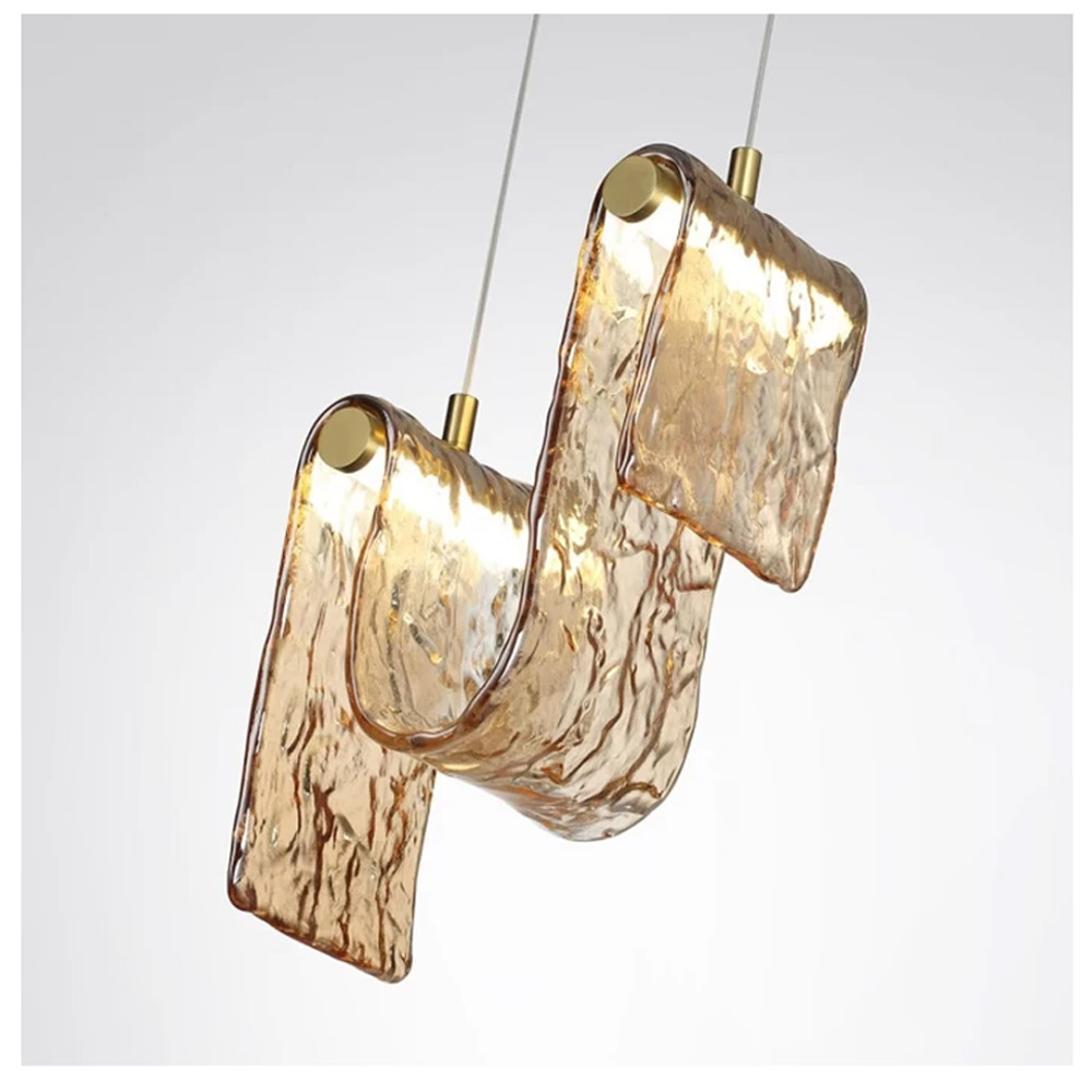 Подвесной светильник волнистой формы из фактурного стекла Wave