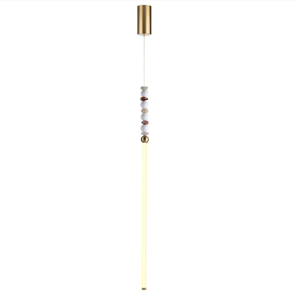 Подвесной светильник вытянутый с бусинами из белого и коричневого цвета PEARLS Suspension