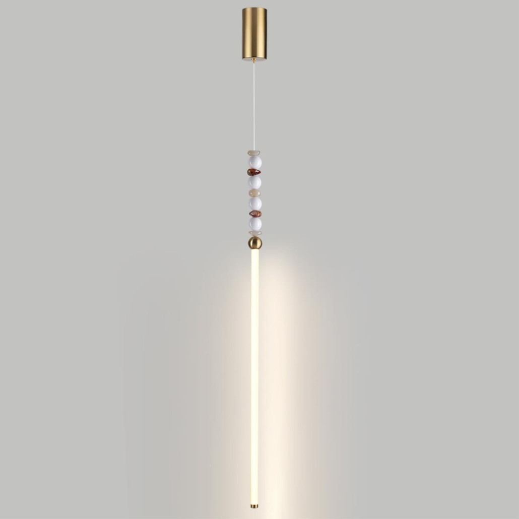 Подвесной светильник вытянутый с бусинами из белого и коричневого цвета PEARLS Suspension