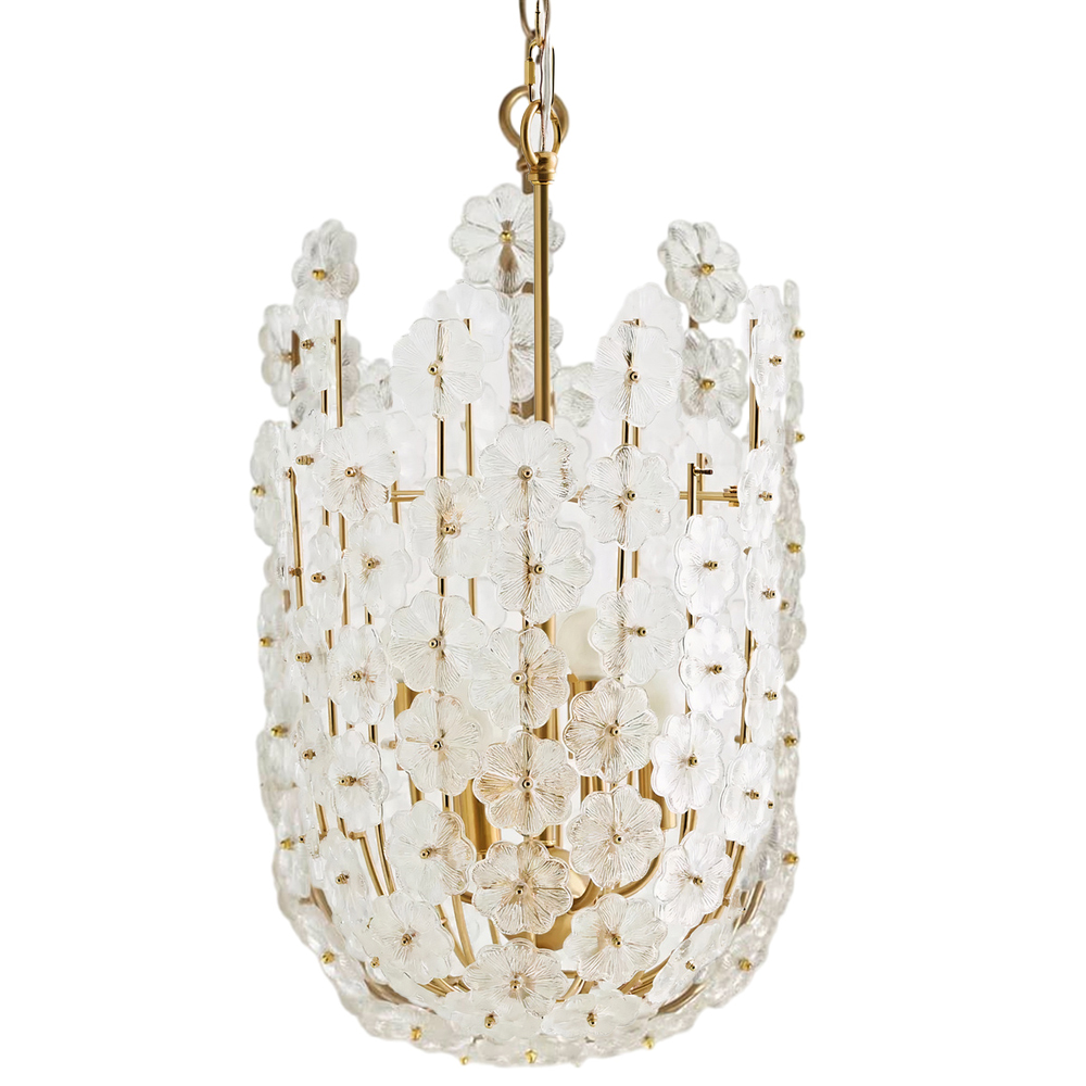 Подвесной светильник декорированный цветами из стекла Lightness of Flowers