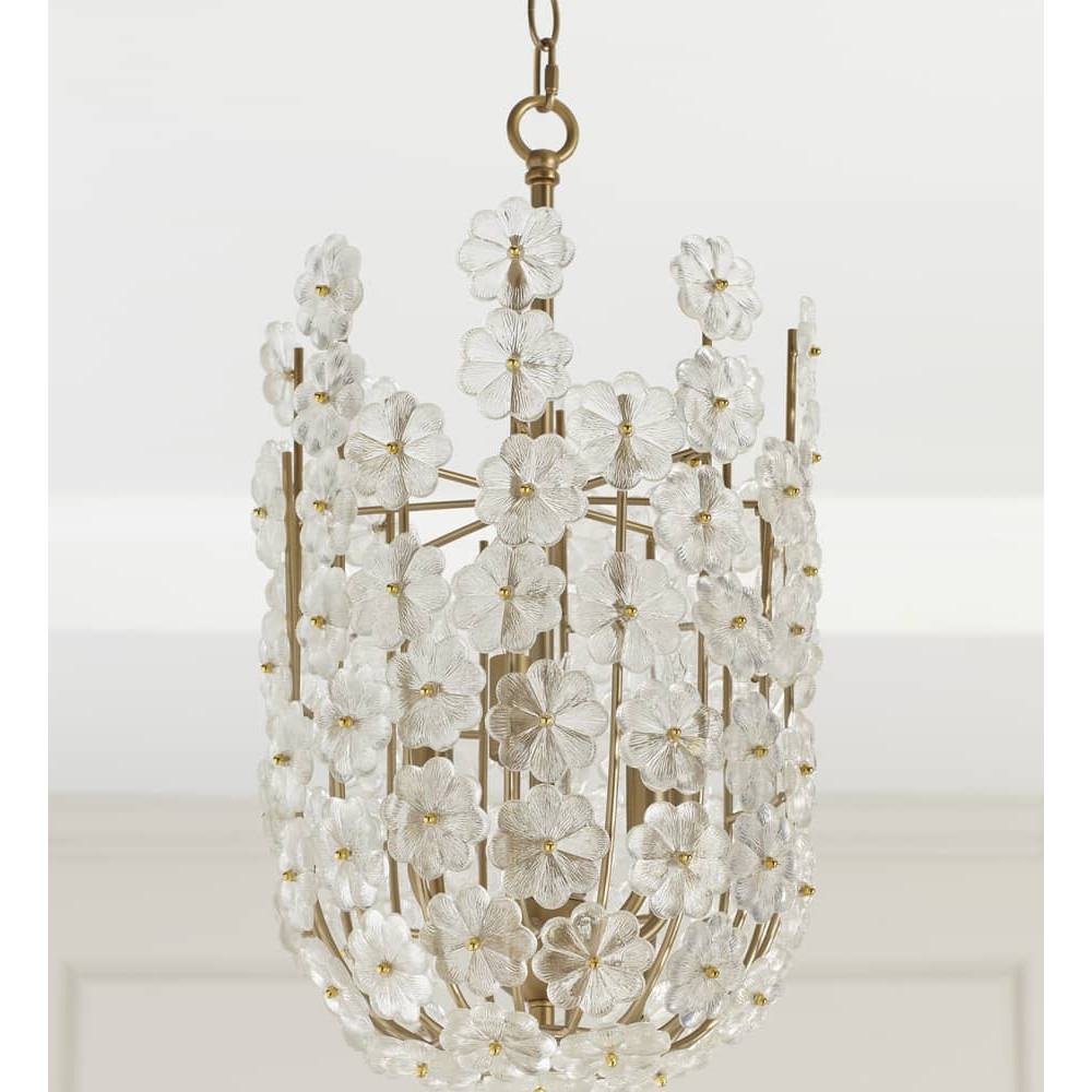 Подвесной светильник декорированный цветами из стекла Lightness of Flowers