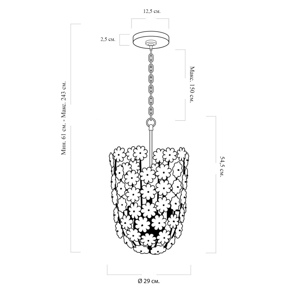 Подвесной светильник декорированный цветами из стекла Lightness of Flowers