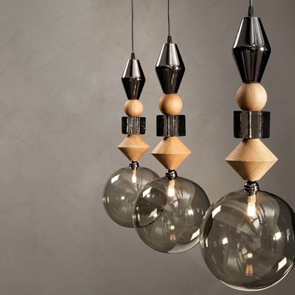 Подвесной светильник деревянные бусы Tonin Casa Pandora Light