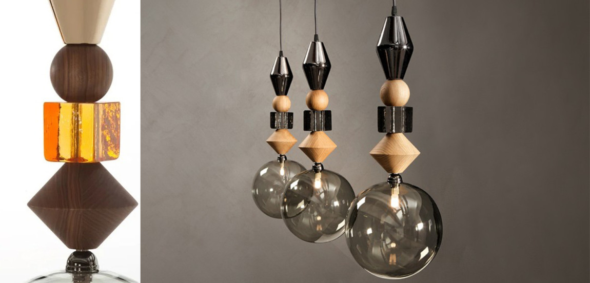 Подвесной светильник деревянные бусы Tonin Casa Pandora Light