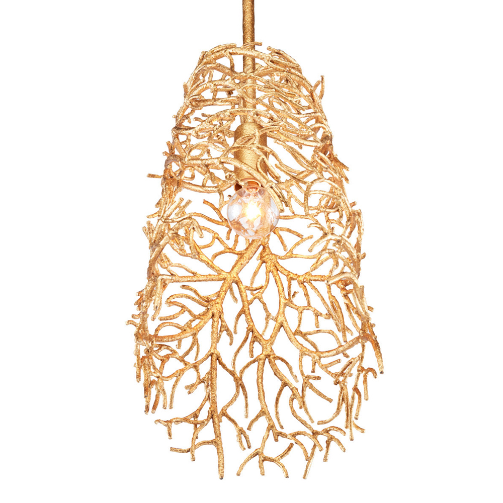 Подвесной светильник золотой в виде кораллов Coral Decor