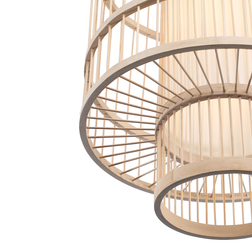 Подвесной светильник из деревянных прутьев с плафоном из натуральной ткани Light Inside the Cell