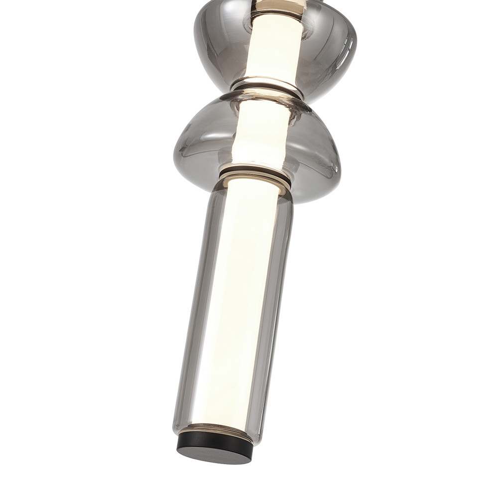 Подвесной светильник из дымчатого стекла цилиндрической формы с чёрным металлическим основанием Hiding secrets