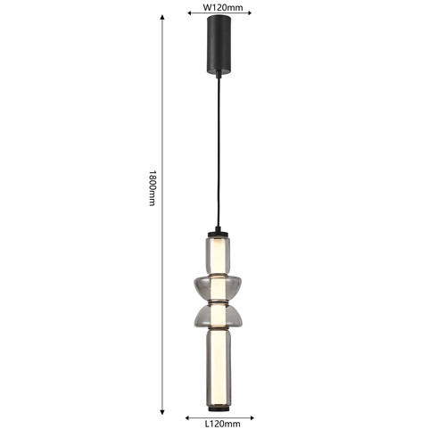 Подвесной светильник из дымчатого стекла цилиндрической формы с чёрным металлическим основанием Hiding secrets