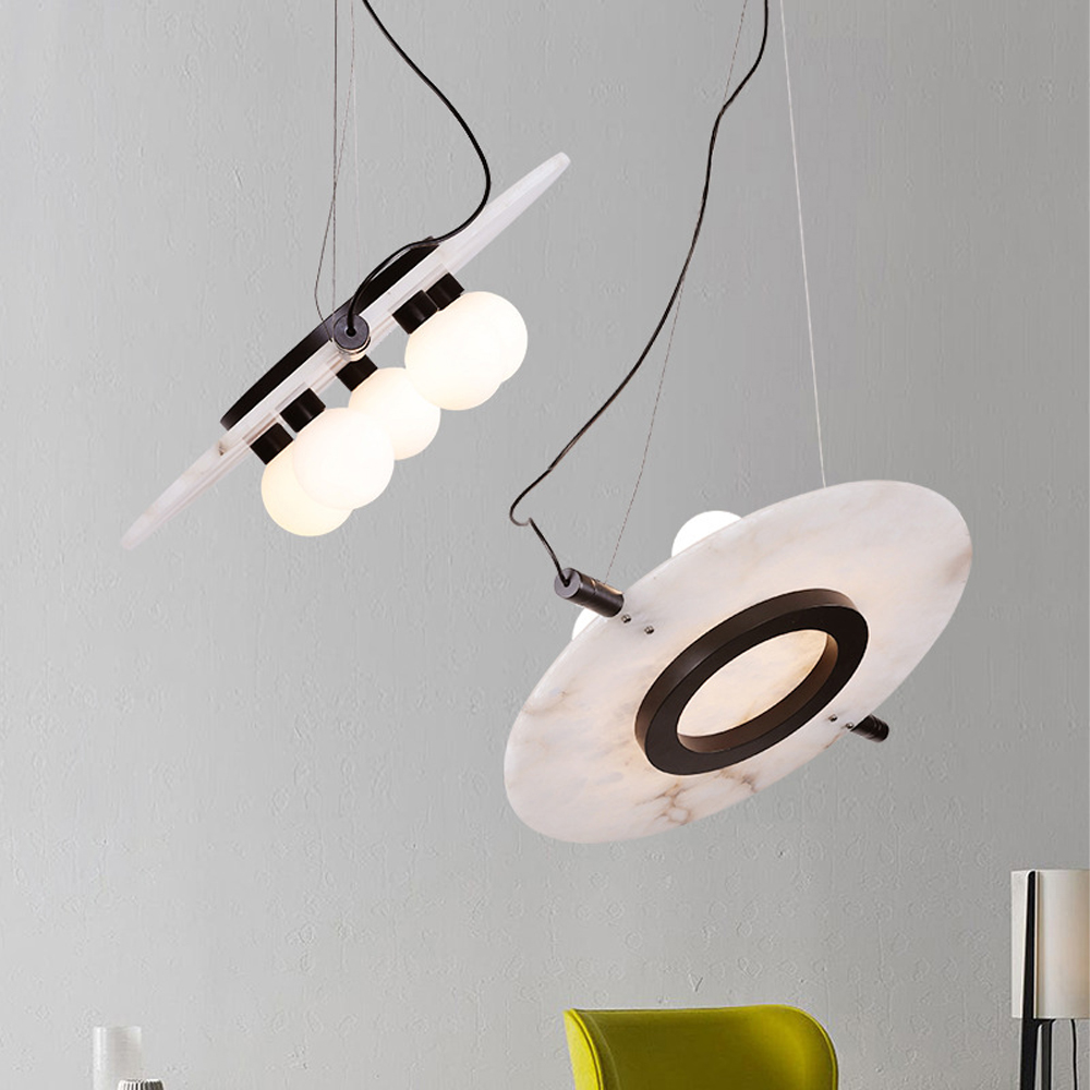 Подвесной светильник из мрамора в форме диска Marble Disc Pendant Light