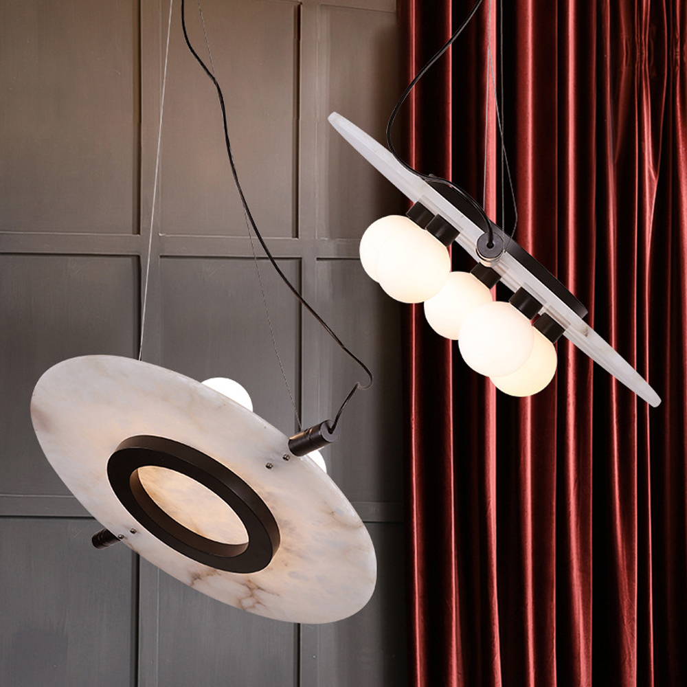 Подвесной светильник из мрамора в форме диска Marble Disc Pendant Light