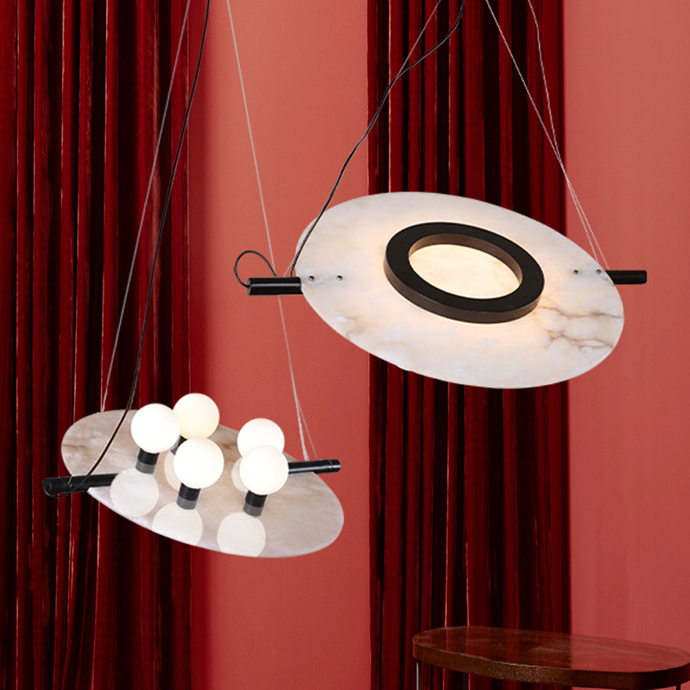 Подвесной светильник из мрамора в форме диска Marble Disc Pendant Light