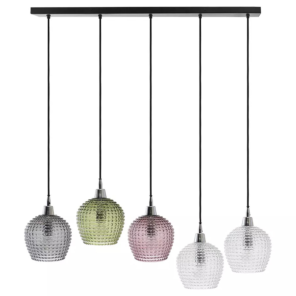 Подвесной светильник каскадный с 5-ю фактурными стеклянными плафонами Cascade with Relief Lampshades