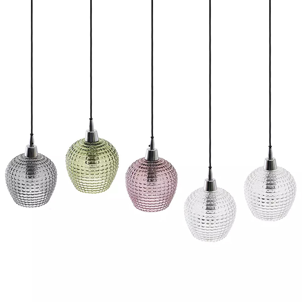 Подвесной светильник каскадный с 5-ю фактурными стеклянными плафонами Cascade with Relief Lampshades