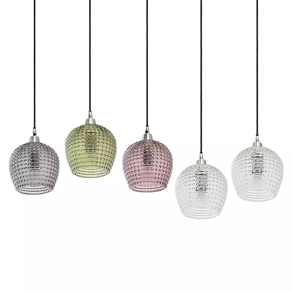 Подвесной светильник каскадный с 5-ю фактурными стеклянными плафонами Cascade with Relief Lampshades