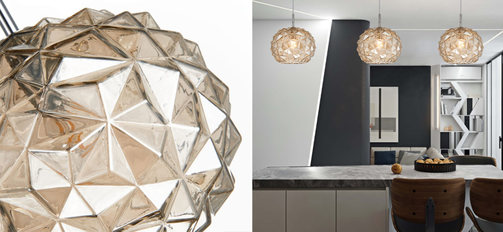 Подвесной светильник коньячного цвета Geometry Glass