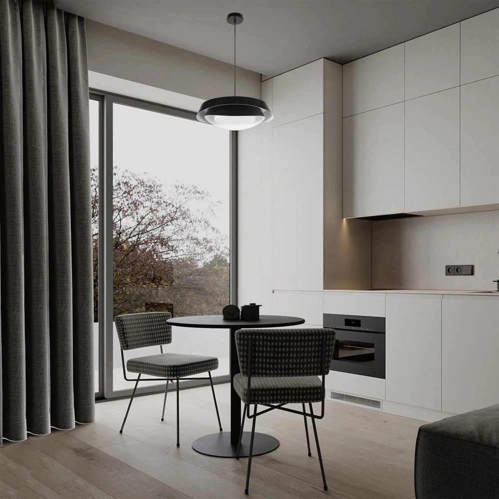 Подвесной светильник круглый черного цвета из металла  Vita Cuna