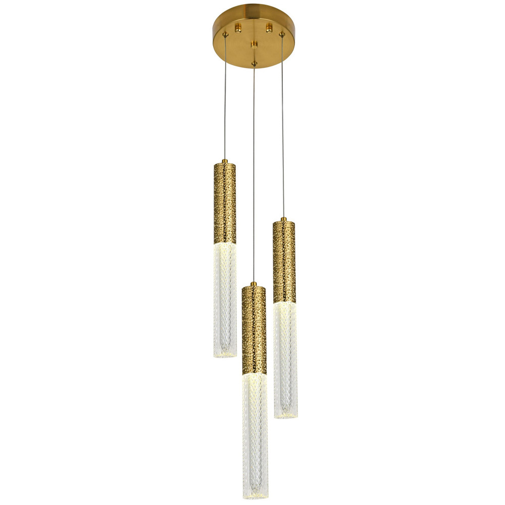 Подвесной светильник латунь Dew Drops Tube Brass Trio Hanging Lamp
