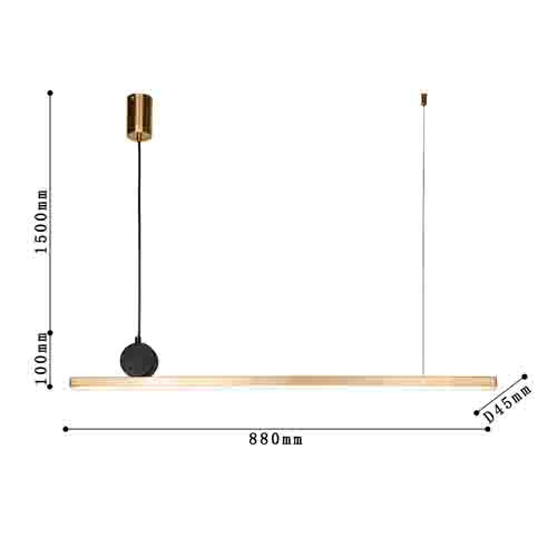 Подвесной светильник линейный в золотом цвете Trumpet tube