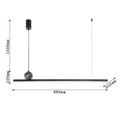 Подвесной светильник линейный в черном цвете Trumpet tube