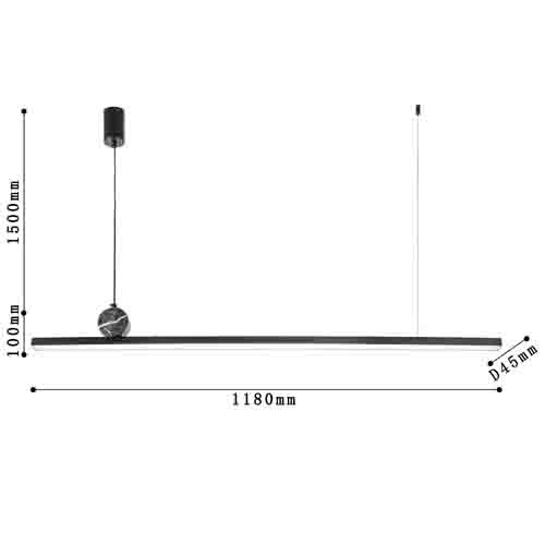 Подвесной светильник линейный в черном цвете Trumpet tube