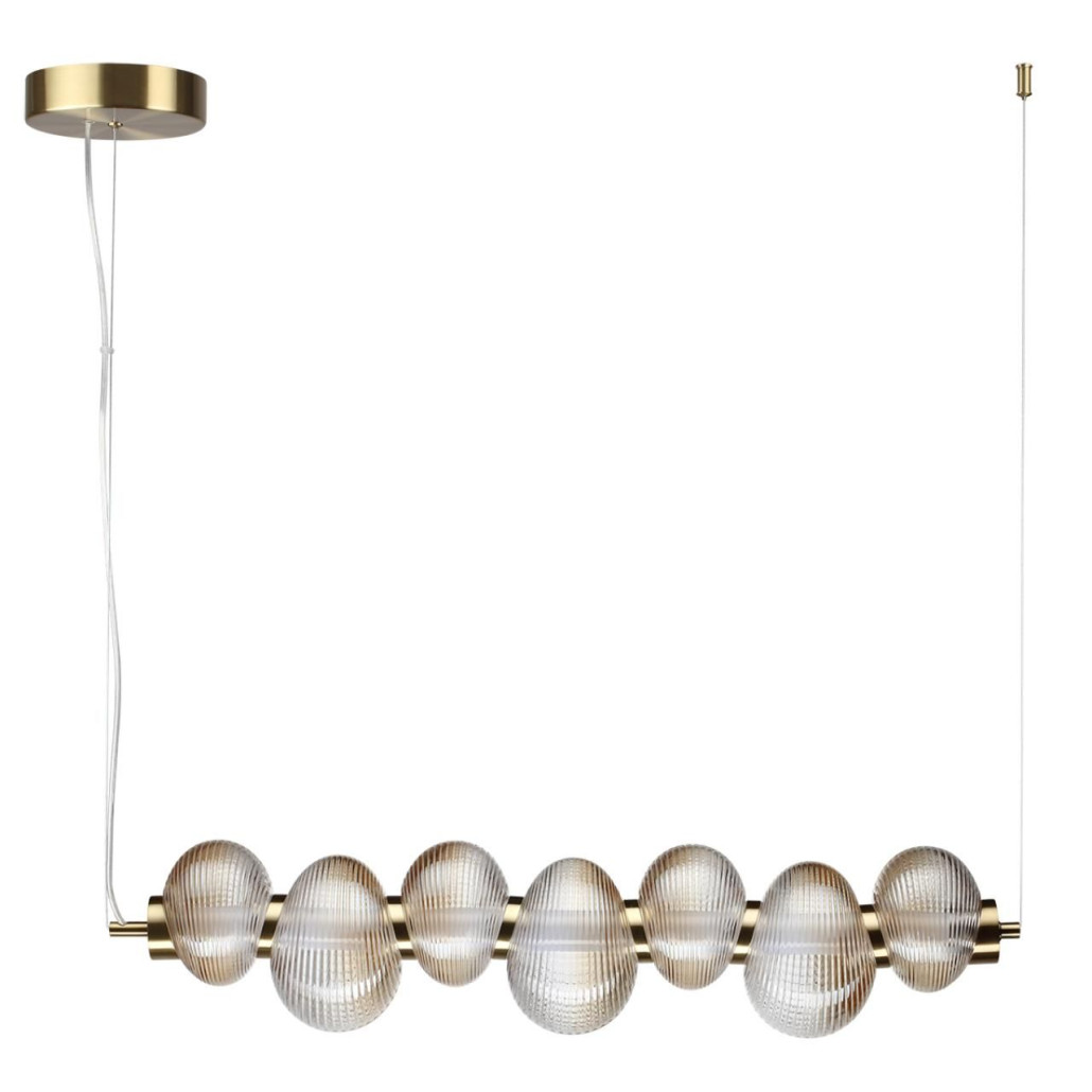 Подвесной светильник линейный с 7-ю рифлеными стеклянными шарами Marcelh Light