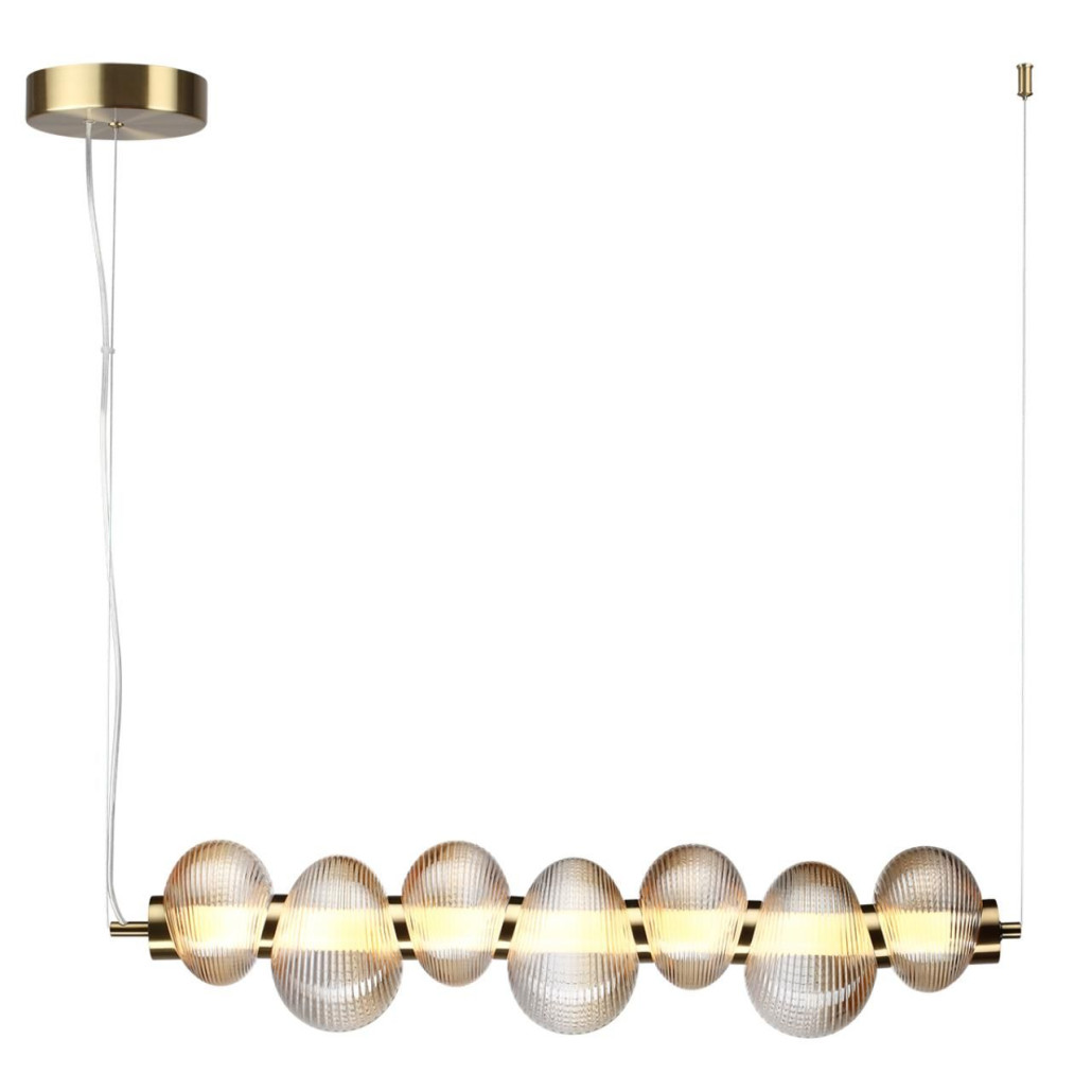 Подвесной светильник линейный с 7-ю рифлеными стеклянными шарами Marcelh Light