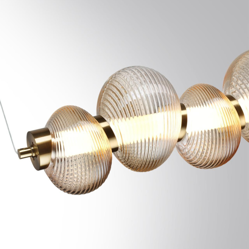 Подвесной светильник линейный с 7-ю рифлеными стеклянными шарами Marcelh Light