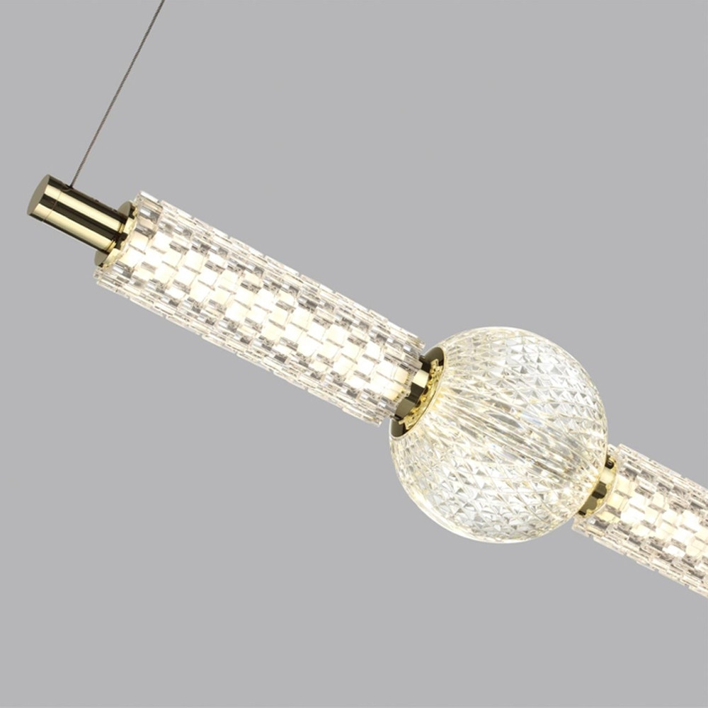 Подвесной светильник линейный с шарообразным рифленым плафоном Crystal Globule
