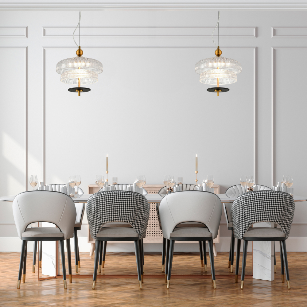 Подвесной светильник многослойный из рифленого прозрачного стекла Academy of Light