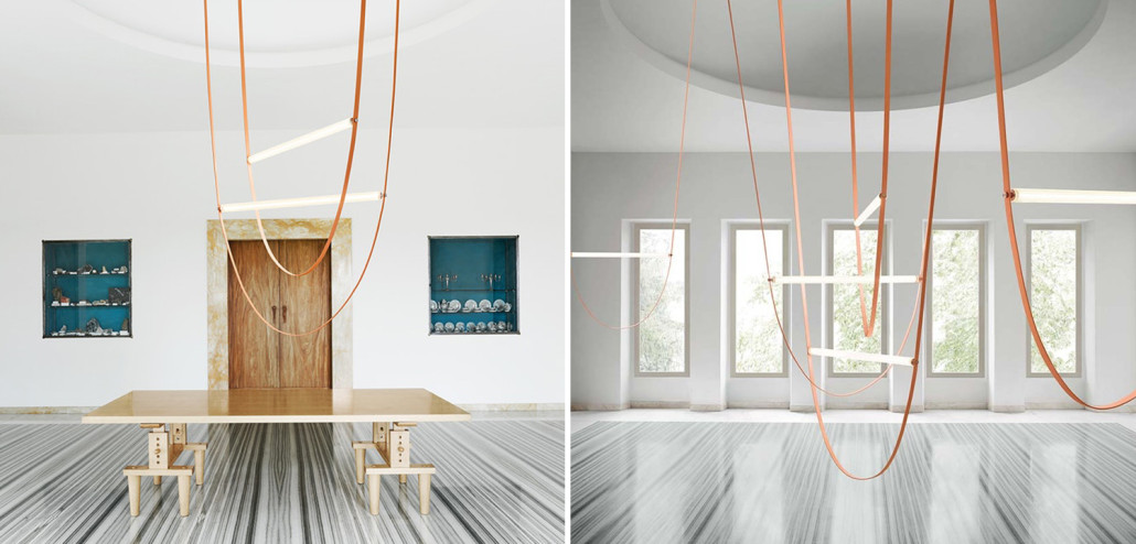 Подвесной светильник на кожаном ремне Flos Wireline