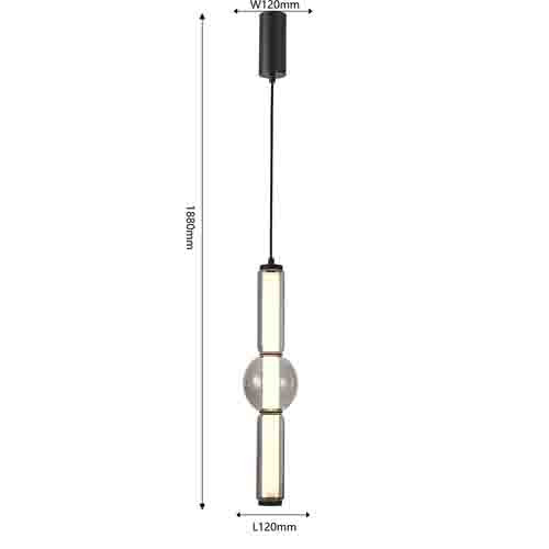 Подвесной светильник продолговатой формы со стеклянными цилиндрами и шаром Hiding secrets