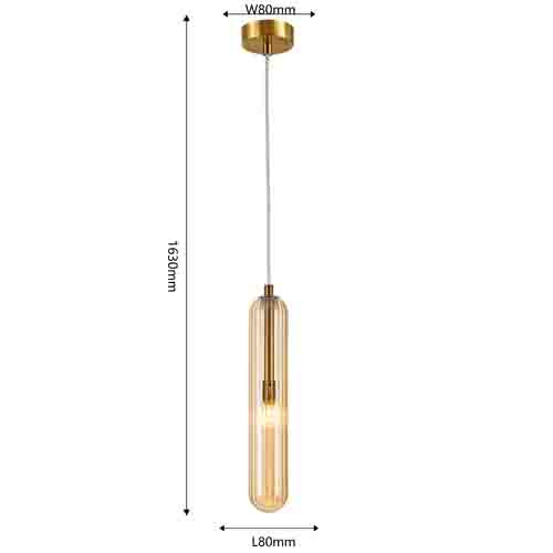 Подвесной светильник продолговатой цилиндрической формы с рифленым стеклом Lumière Duet