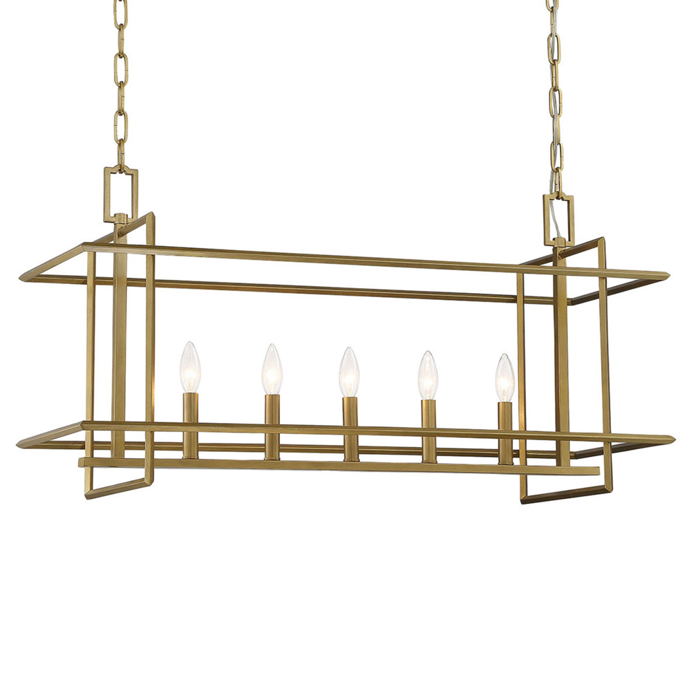 Подвесной светильник прямоугольный 5-ти ламповый Linear Kitchen Light