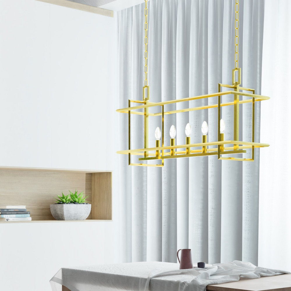 Подвесной светильник прямоугольный 5-ти ламповый Linear Kitchen Light