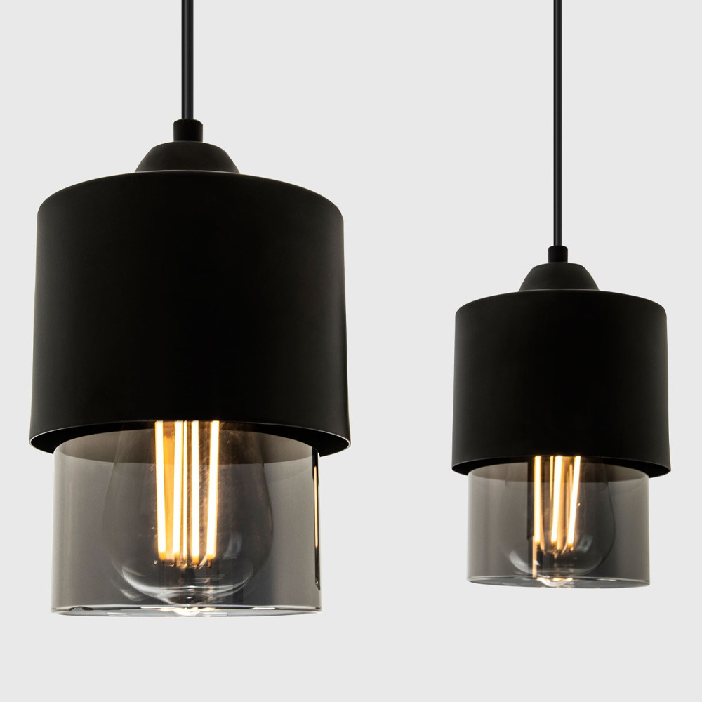 Подвесной светильник с 2-мя плафонами из дымчатого стекла Volta Flos Duo Hanging Lamp
