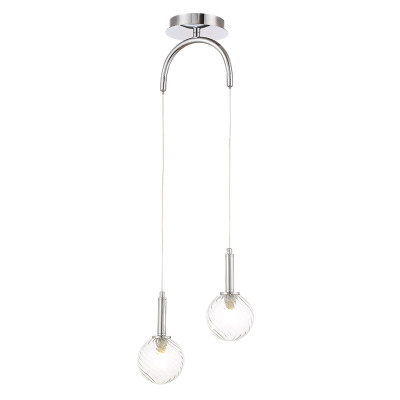 Подвесной светильник с 2-мя рельефными прозрачными плафонами из стекла и основанием цвета Хром Perforated Glass Bubbles