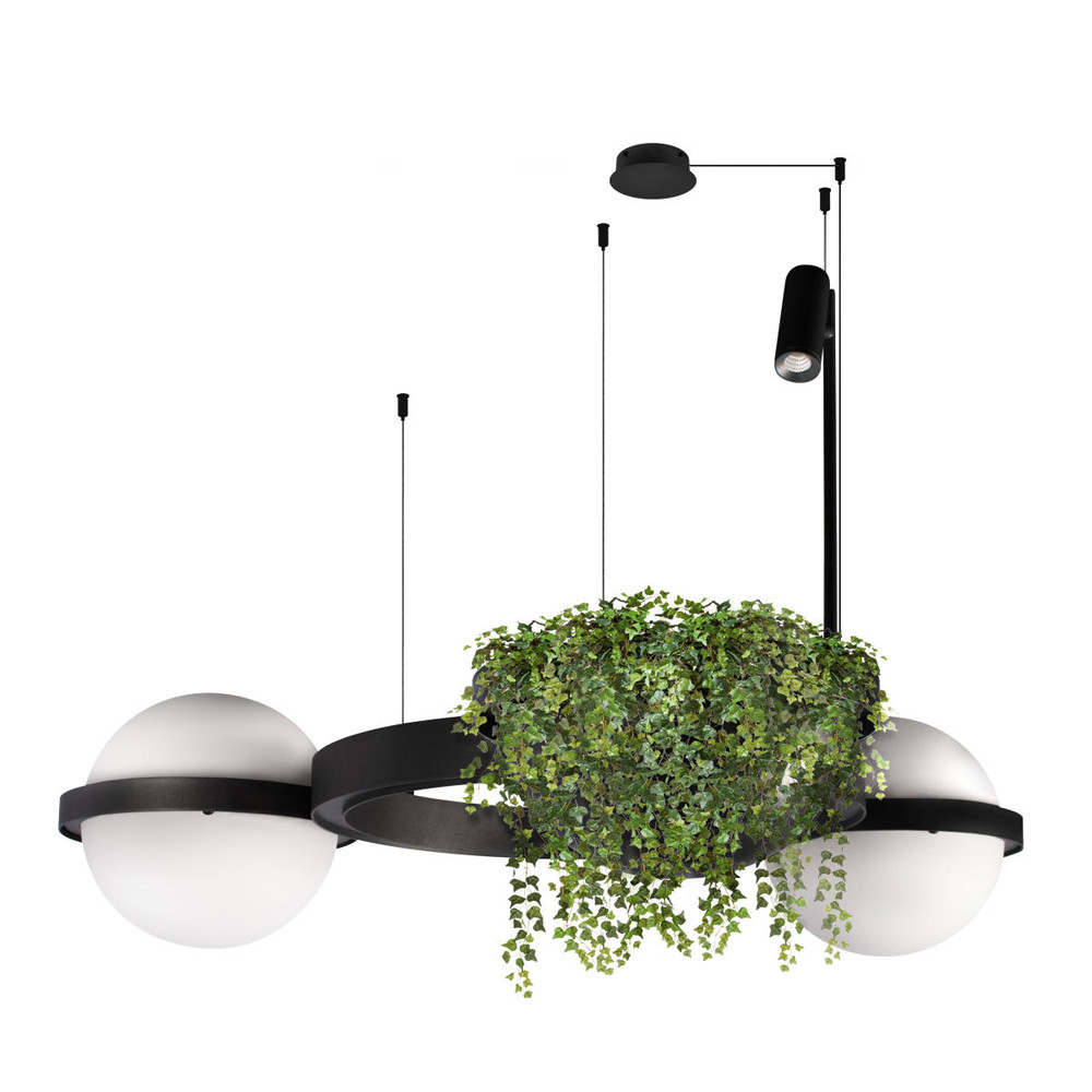 Подвесной светильник с 2-мя шарообразными плафонами и цилиндрическим спотом Light of Еyes