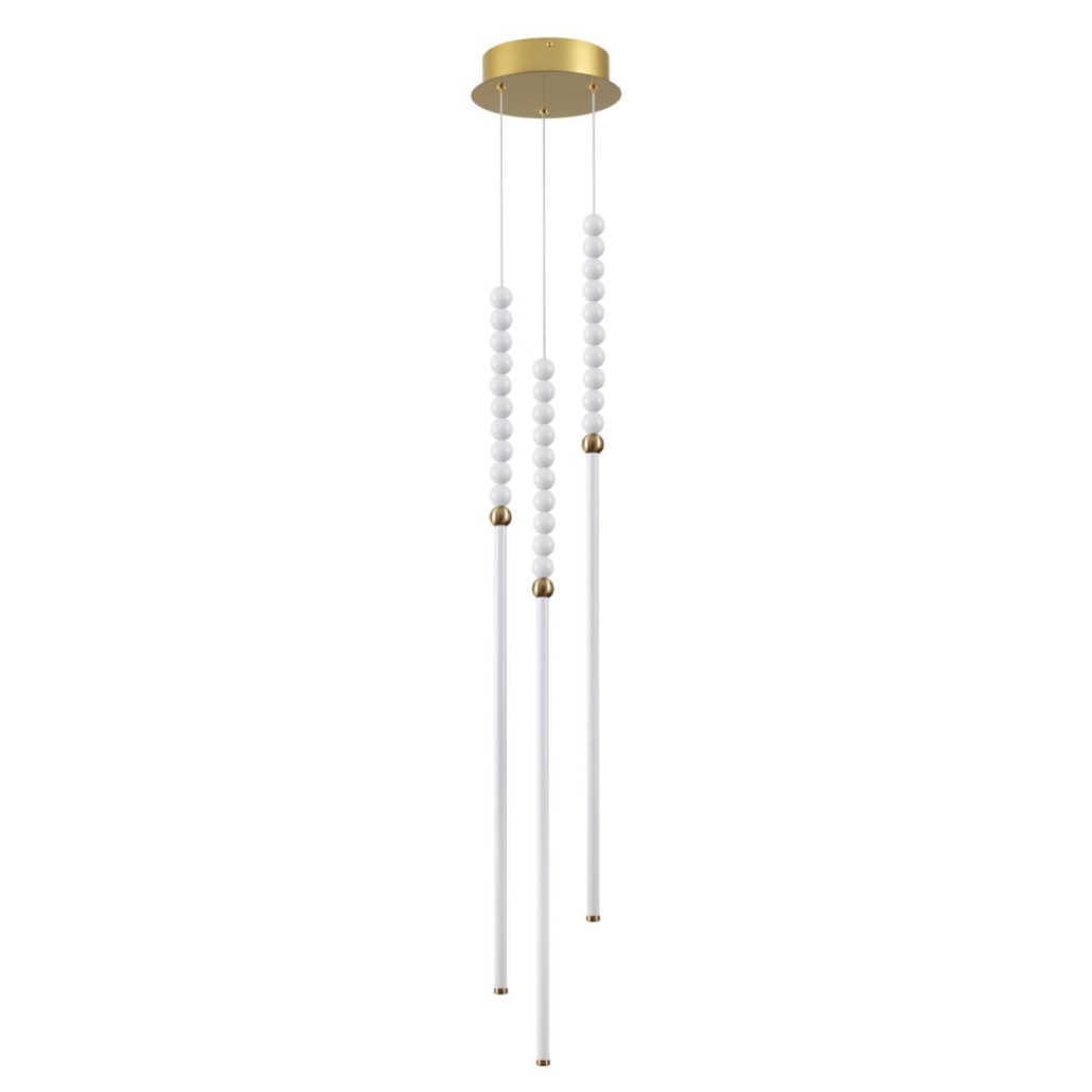 Подвесной светильник с 3-мя вертикальными плафонами и белыми шариками PEARLS Suspension