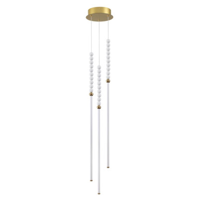 Подвесной светильник с 3-мя вертикальными плафонами и белыми шариками PEARLS Suspension