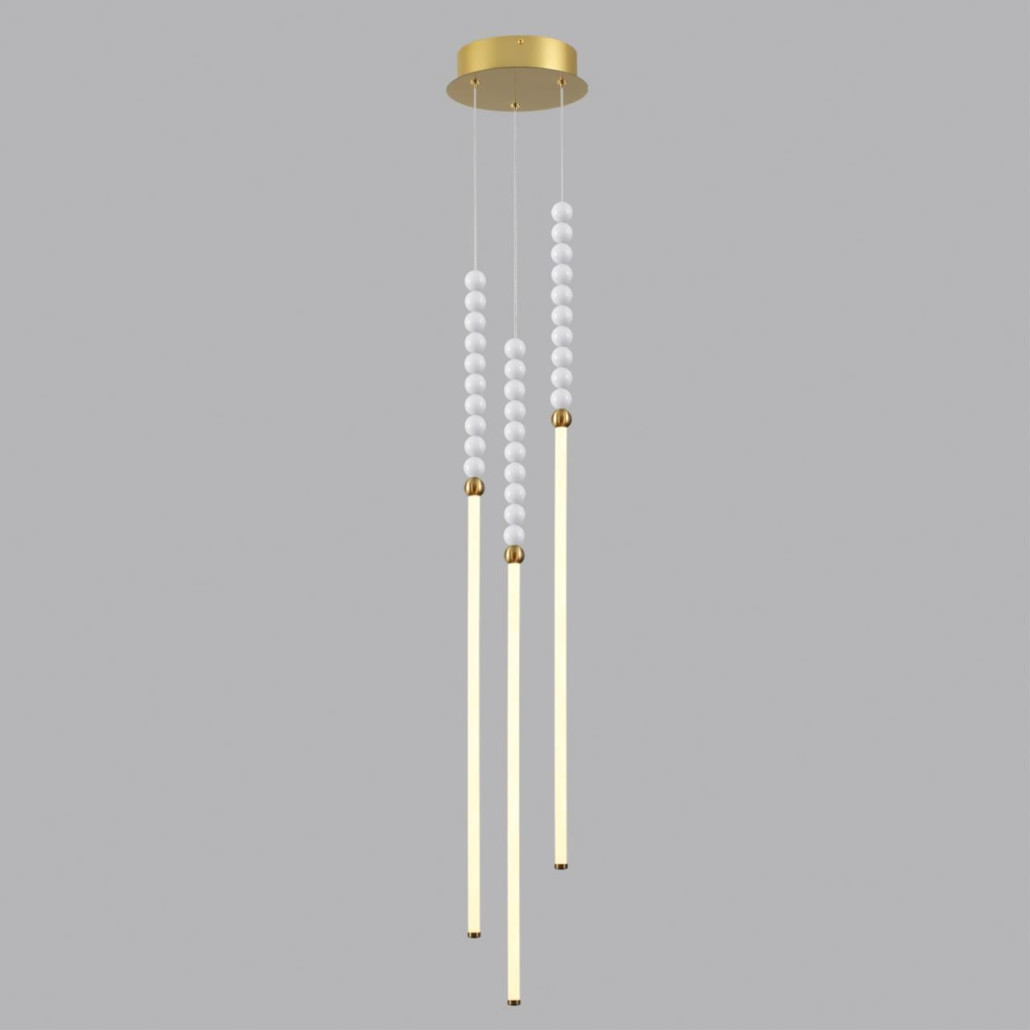 Подвесной светильник с 3-мя вертикальными плафонами и белыми шариками PEARLS Suspension