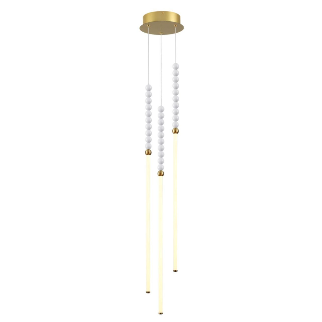 Подвесной светильник с 3-мя вертикальными плафонами и белыми шариками PEARLS Suspension