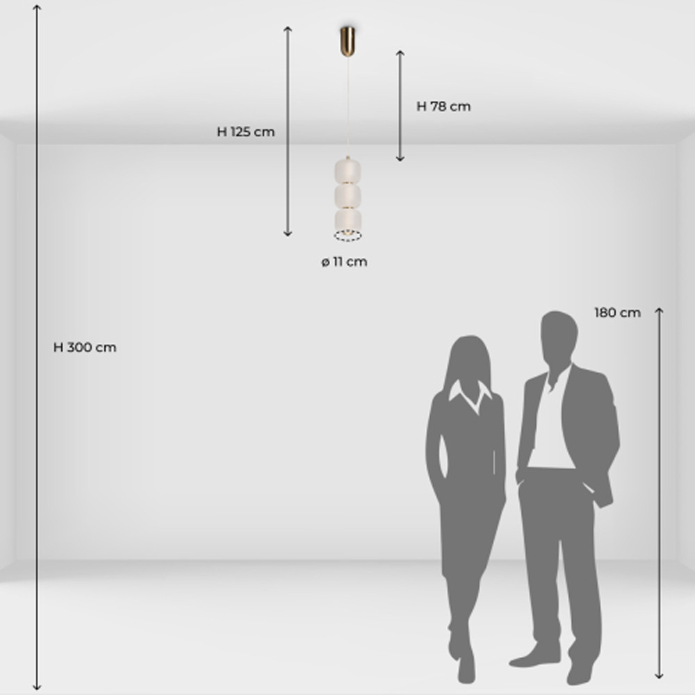 Подвесной светильник с 3-мя округлыми матовыми плафонами из белого стекла Golden Swirl