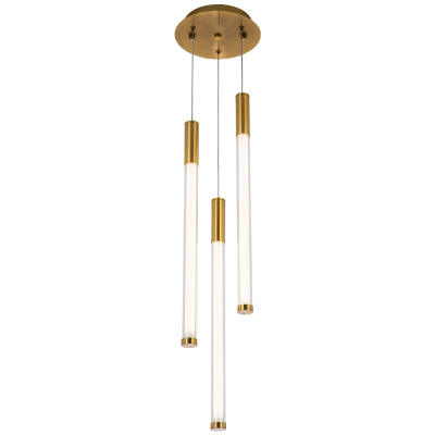 Подвесной светильник с 3-мя плафонами Cateline Brass Trio Tube Hanging Lamp