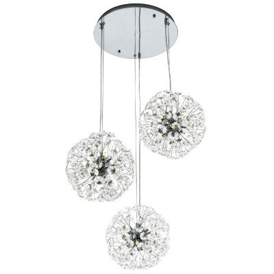 Подвесной светильник с 3-мя плафонами Crystal Dandelions Chrome Hanging Lamp