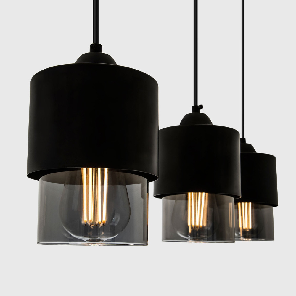 Подвесной светильник с 3-мя плафонами из дымчатого стекла Volta Flos Trio Hanging Lamp